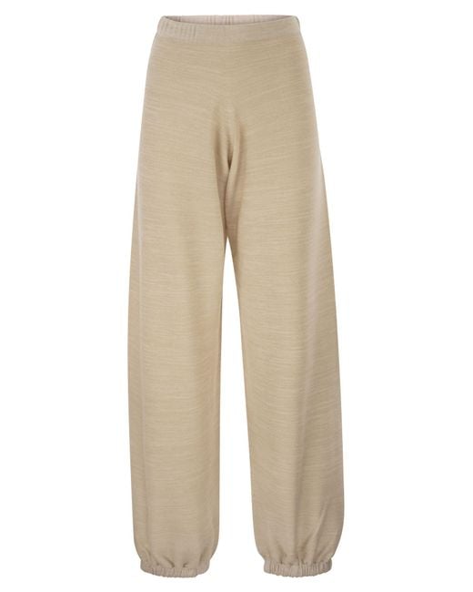 Fabiana Filippi Natural Wool And Cotton Jogging Trousers With Links Stitching