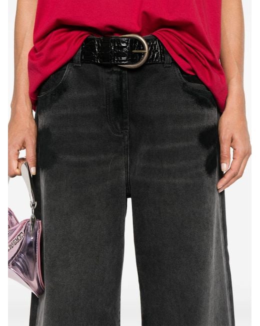 The Attico Black Layered Wide Leg Jeans