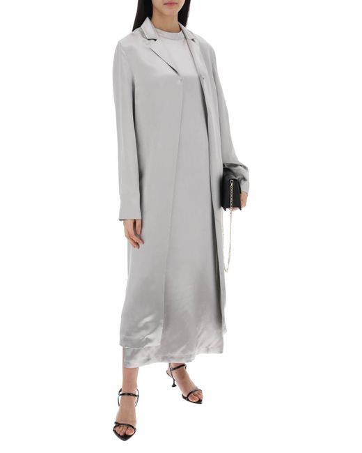 "Silk Maxi Dress Tuga di Loulou Studio in Gray