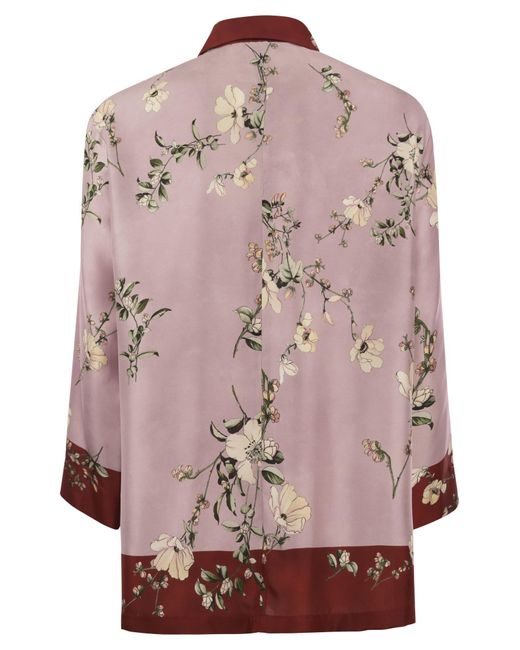 Max Mara Fashion Pattered Silk Shirt in het Pink