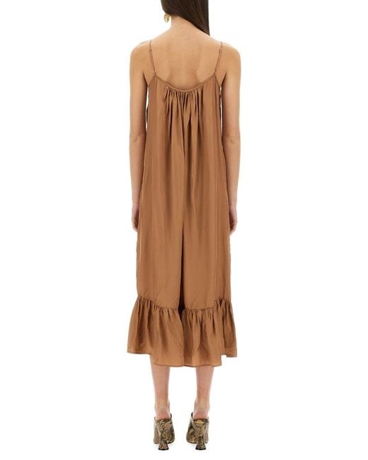 Dries Van Noten Brown Petticoat Dress With Ruffles