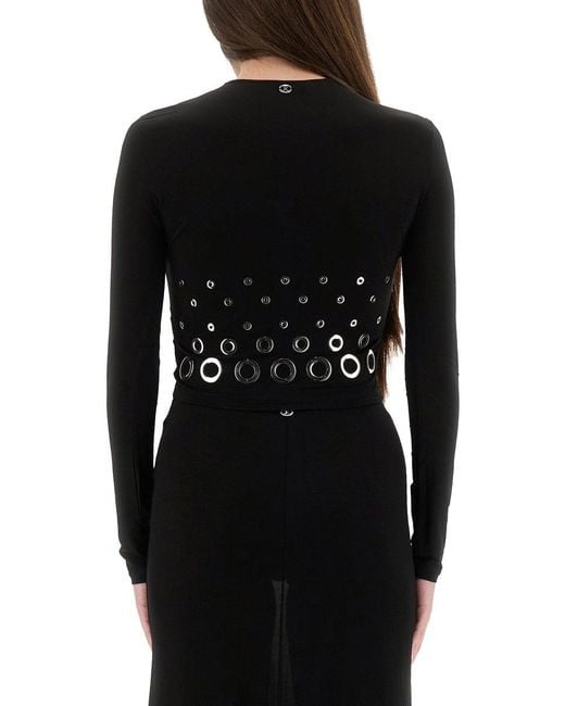 Rabanne Black Rabanne Cropped Top With Eyelets