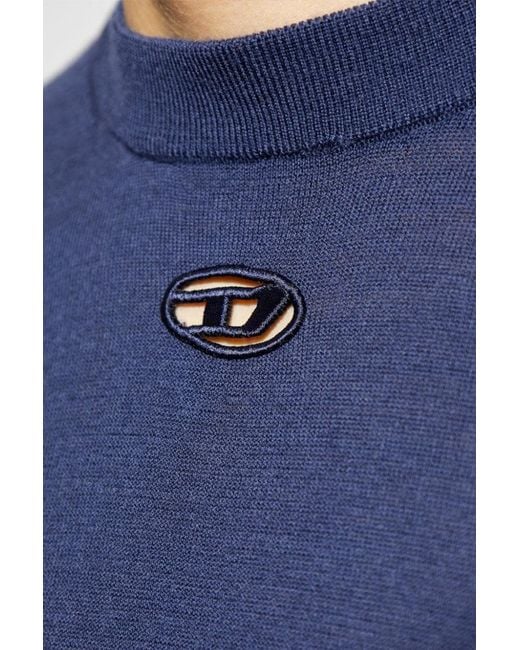 DIESEL Blue Oval-D Embroidered Sweater for men