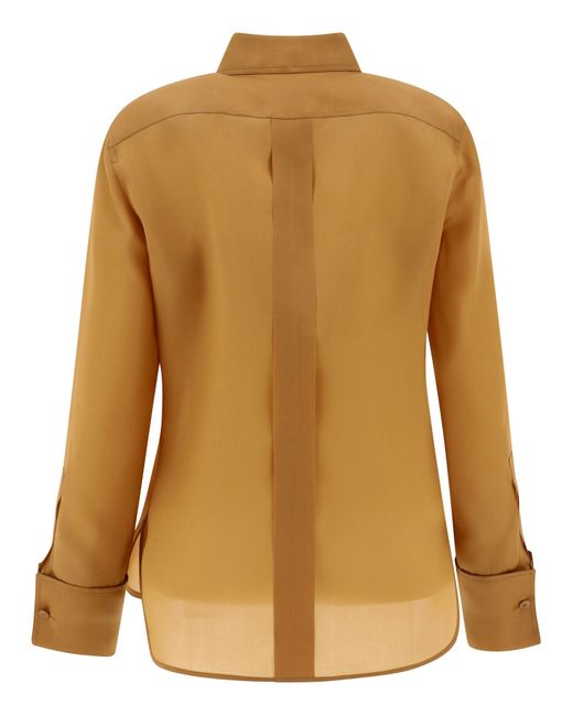 "Nola" Silk Organza Shirt Max Mara en coloris Brown