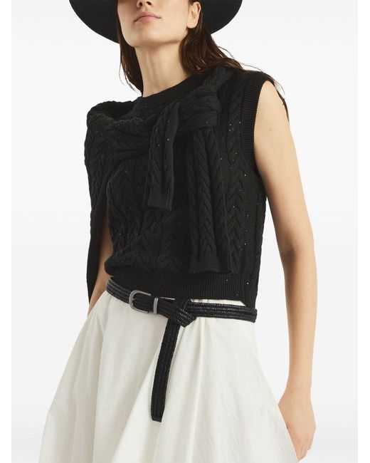 Brunello Cucinelli White Weave Leather Belt