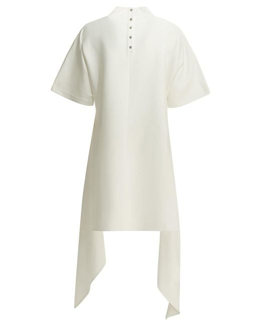 Alaïa White Asymmetrical Mock Neck T-Shirt