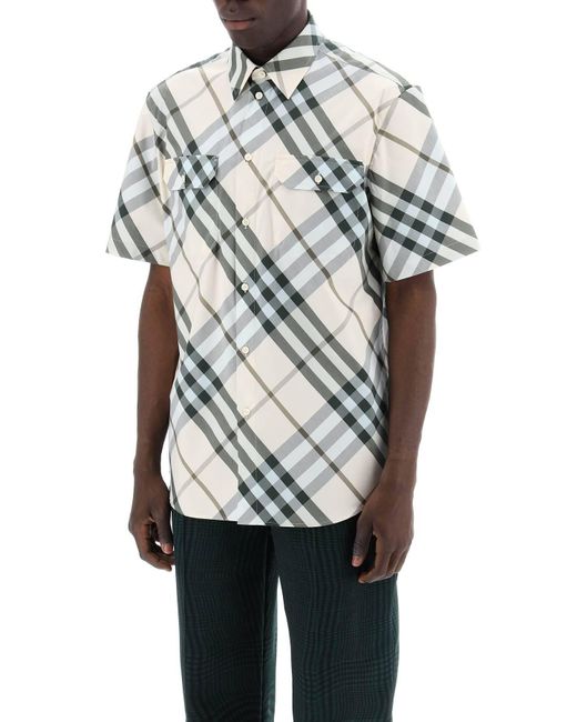 Burberry White Short Sleeved Checkered Shirt