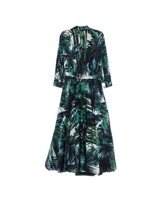 Samantha Sung Green Aster Cotton Midi Dress