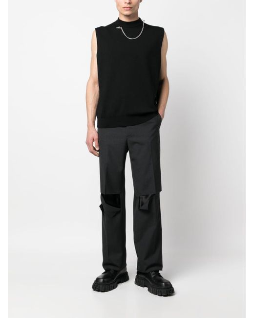 Givenchy Black Ripped Wool Trousers for men