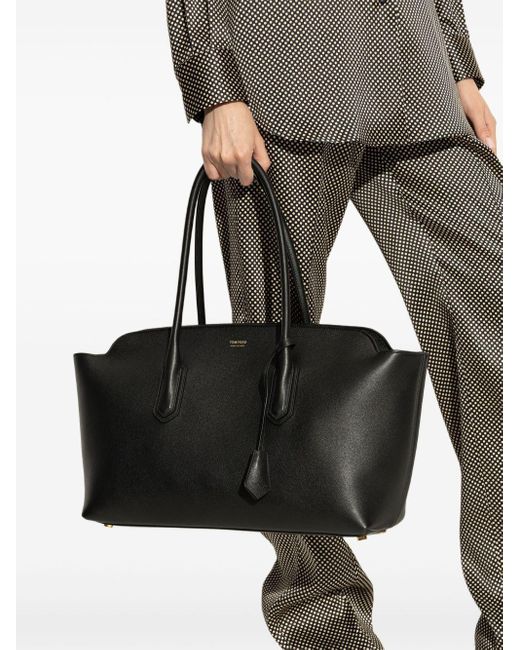 Tom Ford Black Large Leather Shopping Bag