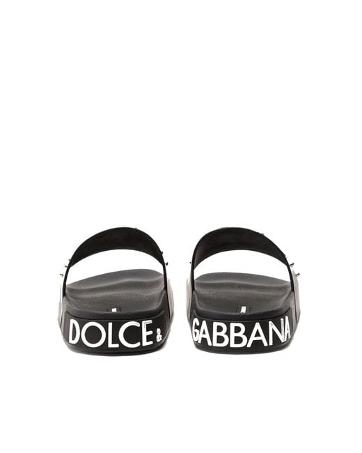Flats de la playa del logo de Dolce & Gabbana de color Black