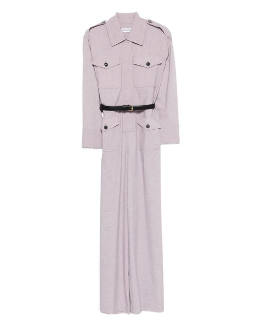 Self-Portrait White Lilac Twill Jumpsuit