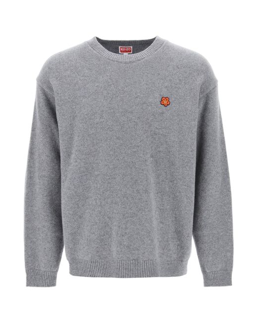 KENZO Gray Sweater With Boke Flower Patch for men