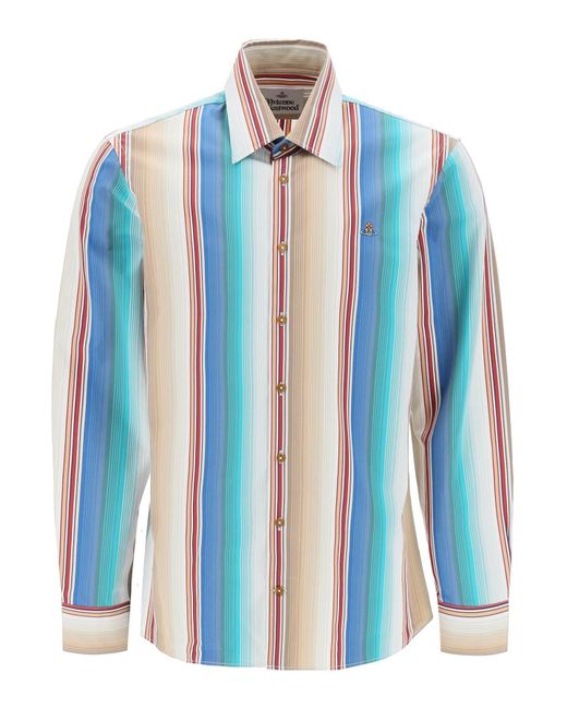 Vivienne Westwood Striped Ghost Shirt in het Blue