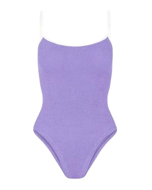 Hunza G Blue Pamela One-Piece Swimsuit With Ruffled Effect