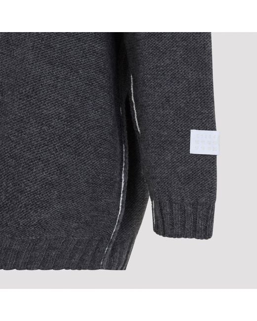 MM6 by Maison Margiela Blue V Neck Sweater