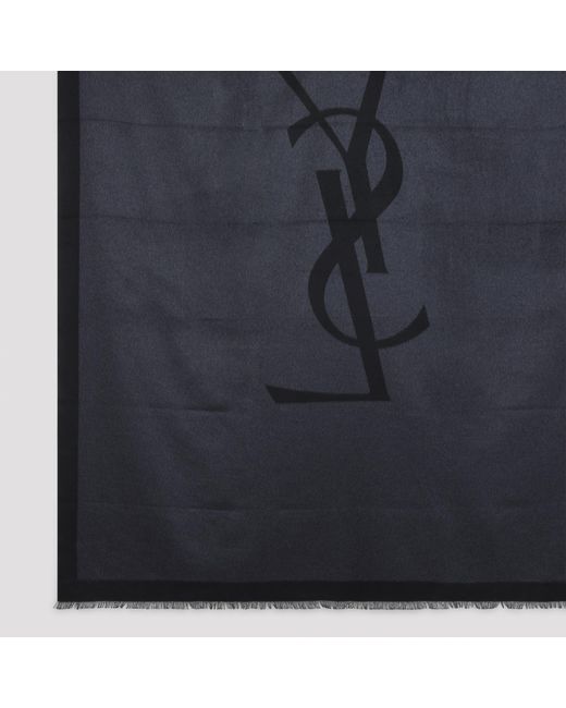 Saint Laurent Black Schwarzer Seidenschal