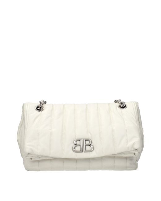 Balenciaga Natural Monaco Shoulder Bag Leather/Off