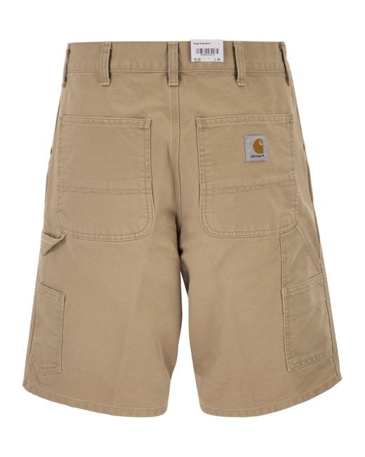 Carhartt Natural Denim Bermuda Shorts With Logo On The Back