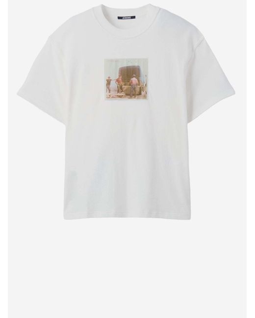 Jacquemus White Cotton T-Shirt With Vintage Photographs