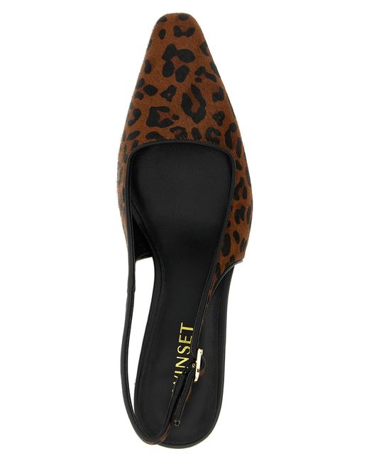 Twinset Brown Animal Print Slingbacks