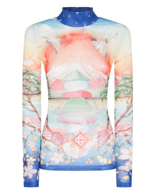 "Tennis Club" de malla top Casablanca de color Blue