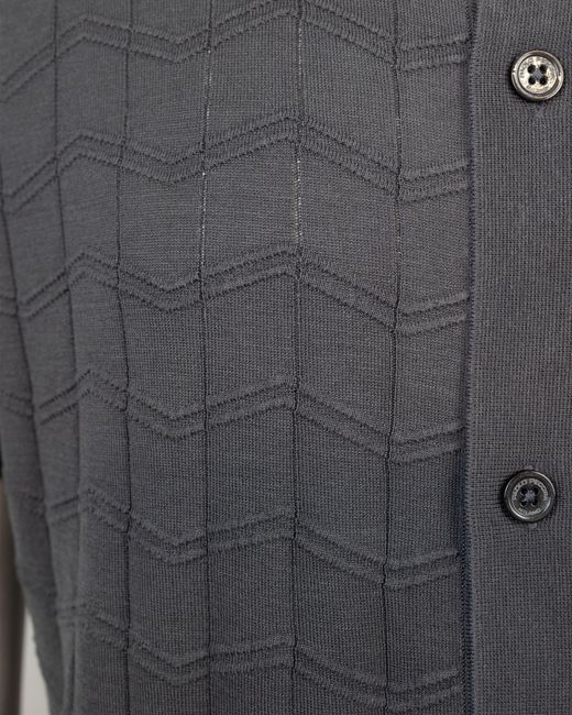 Paolo Pecora Camicia Tortora In Maglia Punto Operato in het Blue