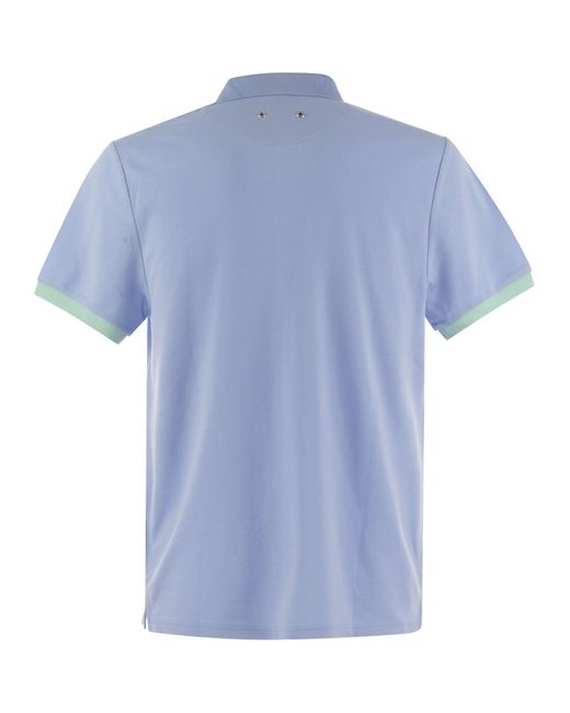 Vilebrequin Blue Kurzärmeliges Baumwollpolo -Hemd