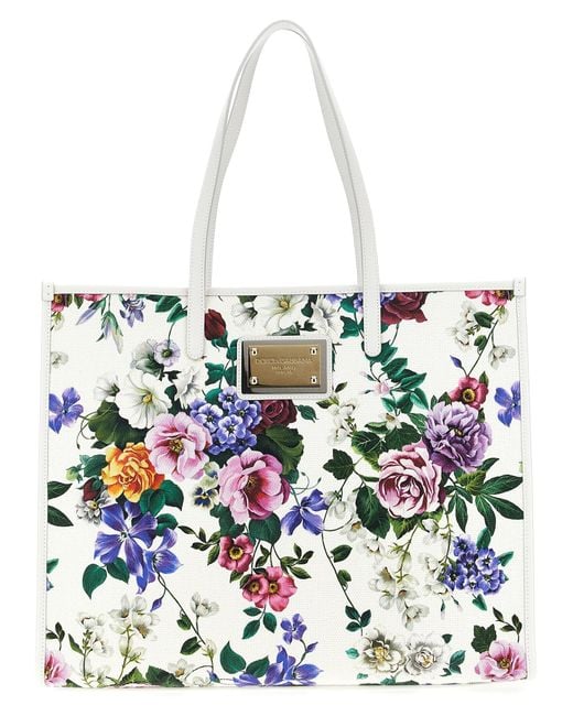 Dolce & Gabbana White Blumeneinkaufstasche