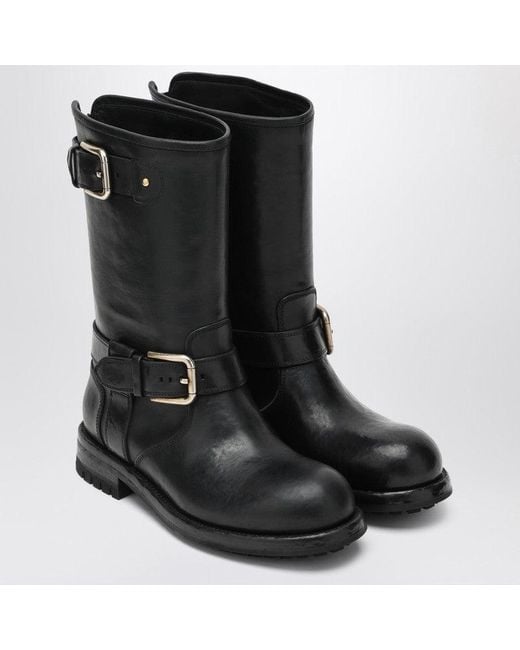Dolce & Gabbana Black Leather Boot With Buckles