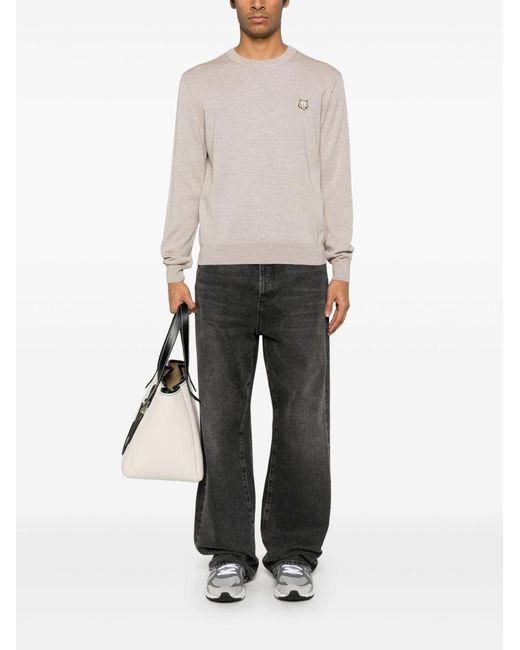 Maison Kitsuné Maison Kitsune 'Bold Fox Head Wool Wollspringer in Natural für Herren