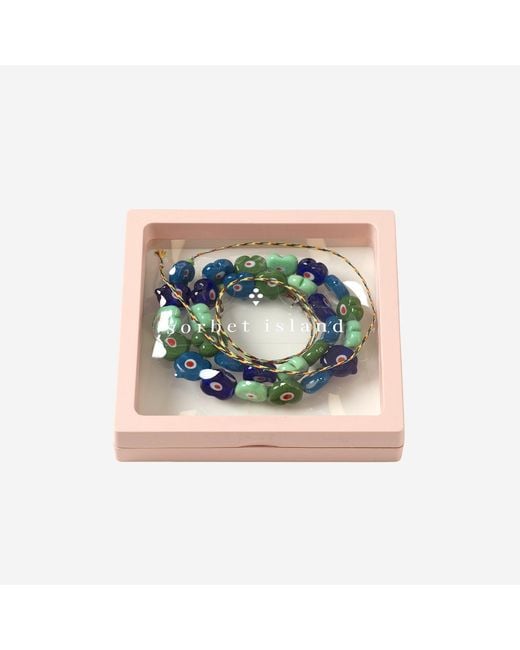 Sorbet Island Blue Heart Shaped Glass Bead Necklace