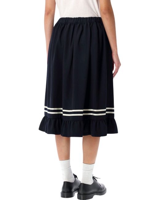 Comme des Garçons Blue Wool Midi Skirt