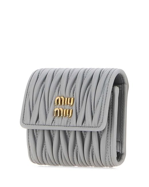 Miu Miu Gray Pastel Light Leather Wallet