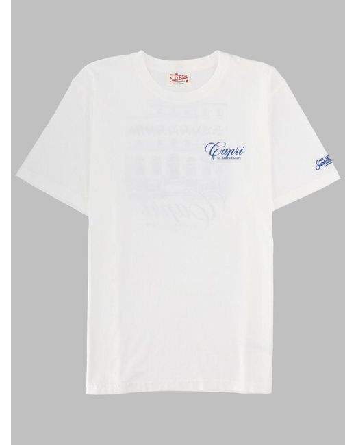 Mc2 Saint Barth White T Shirt Con Stampa