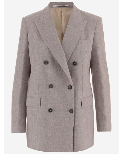 Tagliatore Gray Zweireihige Jacke aus Leinen und Baumwolle