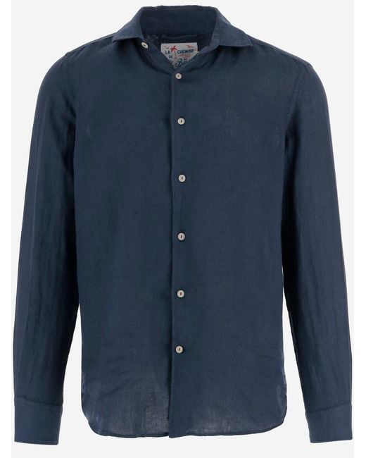 Mc2 Saint Barth Blue Shirt Linen for men