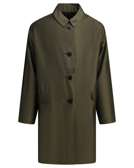 Maison Margiela Black Plaid Raincoat Jackets And Coats Green