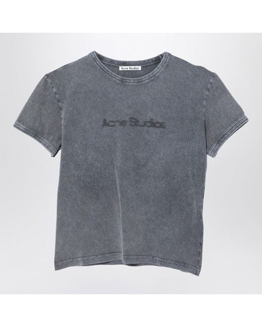 Acne Studios Washed Cotton T-Shirt With Logo in Gray | Lyst Acne Studios Washed Cotton T-Shirt With Logo in Gray | Lyst