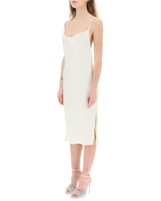 Drehen Sie verantwortungsbewusstes Satin Midi -Kleid ROTATE BIRGER CHRISTENSEN en coloris White