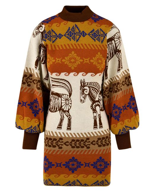 Akep Brown Kleider Multi -Farbe
