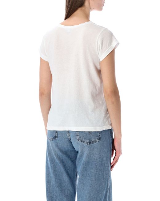 James Perse Blue Cotton Deep V-Neck Tee