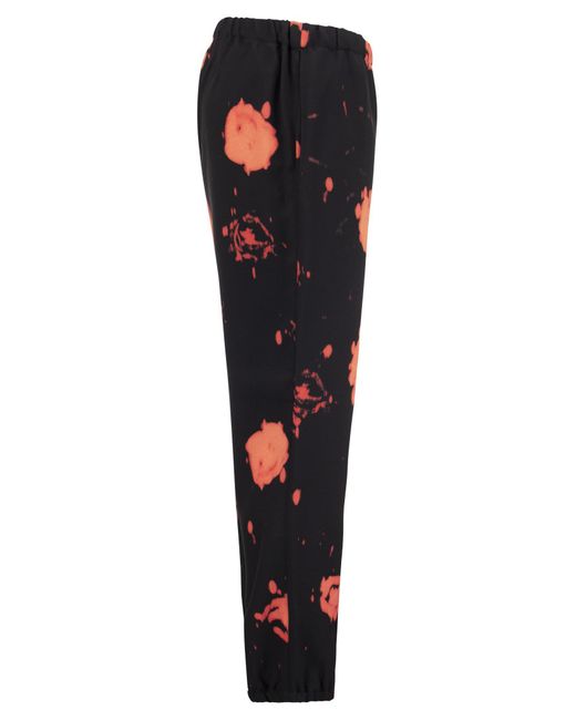 Marni Black Trousers With Faded Roses Print