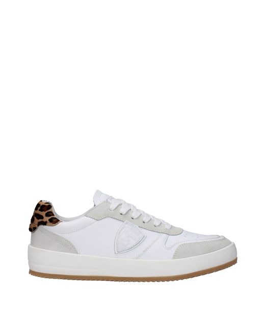 Philippe Model White Sneakers Nice Leather/Leopard