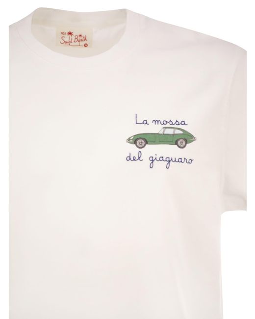 Mc2 Saint Barth White T Shirt With Embroidery On The Chest
