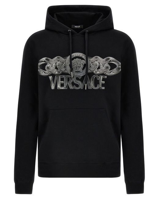 Logo estampado de estampado Versace de hombre de color Black