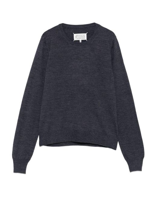 Maison Margiela Wollen Trui Met Ronde Hals in het Blue