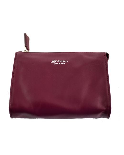 LA ROSE Red Minimal Leather Make Up Bag