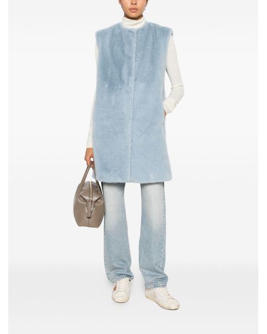 Herno Blue Faux Fur Vest