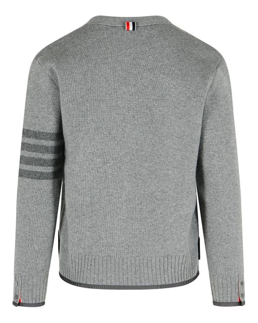 Thom Browne 'milano 4 Bar' Gray Virgin Wool Cardigan voor heren